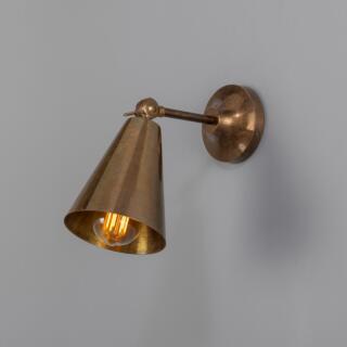 Moya Vintage Adjustable Brass Cone Wall Sconce, Antique Brass