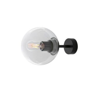 Venice Minimalist Globe Wall Sconce 17cm, Powder Coated Matte Black, Clear Glass