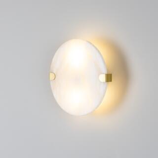 Dundee Circular Alabaster Wall Sconce, Satin Brass