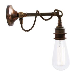 Rehau Industrial Bare Bulb Wall Sconce on Hook, Antique Brass