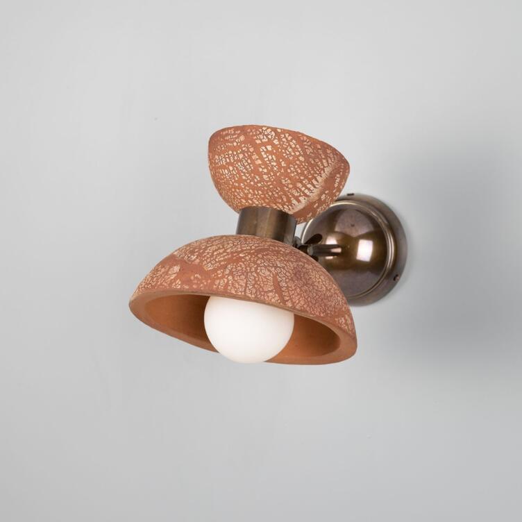 Nakaii Organic Ceramic Wall Sconce, Red Iron, Antique Brass