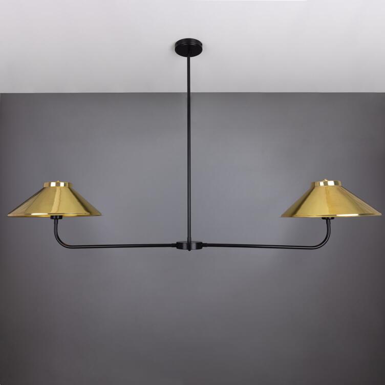 Princeton Modern Brass Island Chandelier, Matte Black / Polished Brass