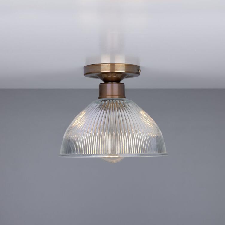 Erbil Prismatic Glass Flush Ceiling Light 19cm, Antique Brass Erbil Prismatic Glass Flush Ceiling Light 19cm, Antique Brass
