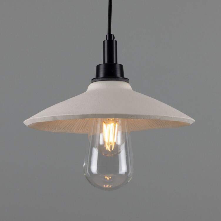 Pyrus Organic Ceramic Bathroom Pendant Light 11", Matte White Striped IP44, Powder-Coated Matte Black Pyrus Organic Ceramic Bathroom Pendant Light 11", Matte White Striped IP44, Powder-Coated Matte Black