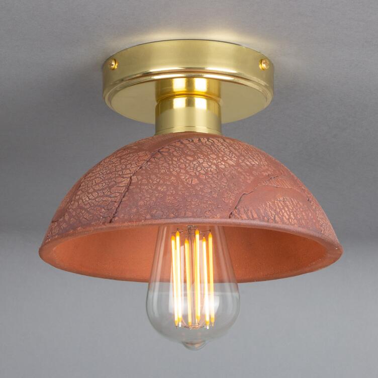 Kauri Organic Ceramic Dome Ceiling Light 20cm, Red Iron, Polished Brass Kauri Organic Ceramic Dome Ceiling Light 20cm, Red Iron, Polished Brass