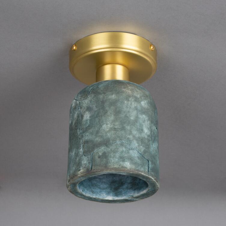 Osier Organic Ceramic Ceiling Light 11.5cm, Blue Earth, Satin Brass Osier Organic Ceramic Ceiling Light 11.5cm, Blue Earth, Satin Brass