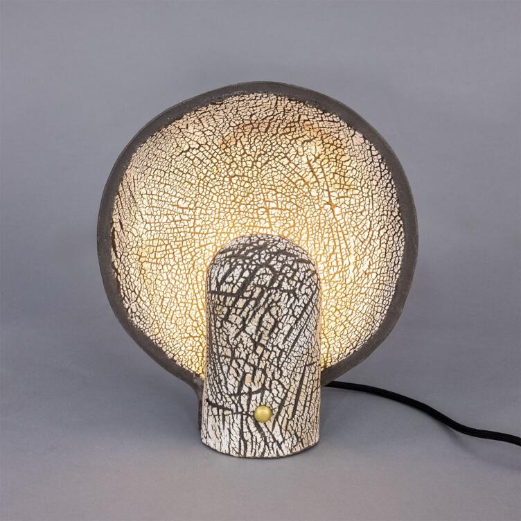 Cagliari Ceramic Scoop Table Lamp Black Clay