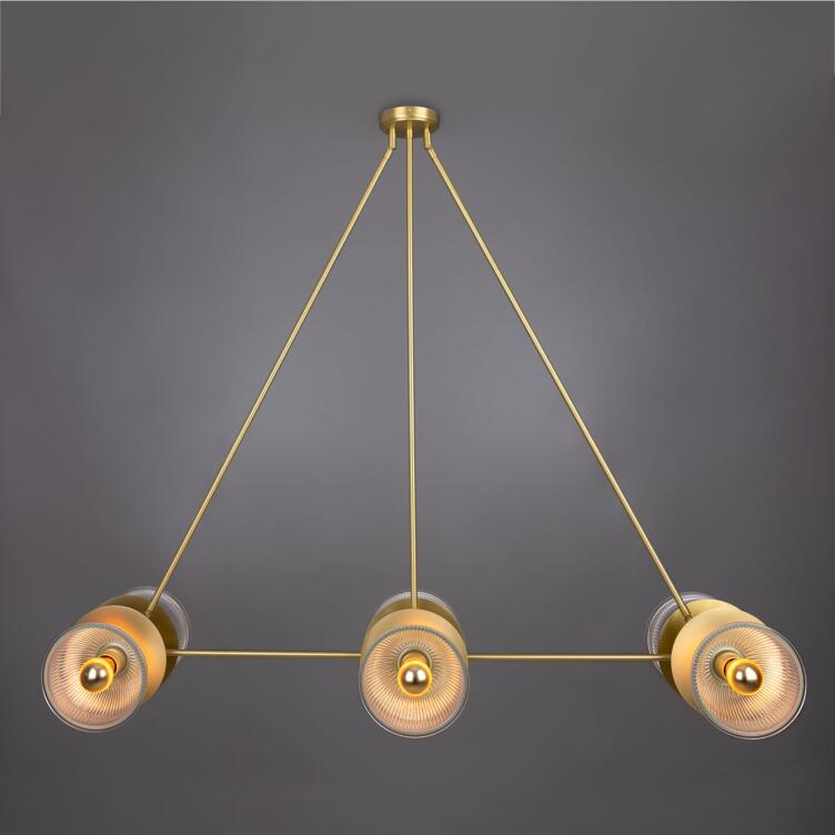 Eclipse Brass and Prismatic Glass Dish Chandelier, Satin Brass