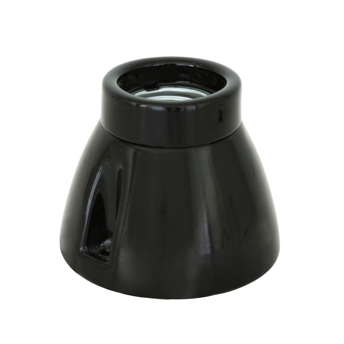 E27 Batten Porcelain Lamp Holder, Black / White main product image