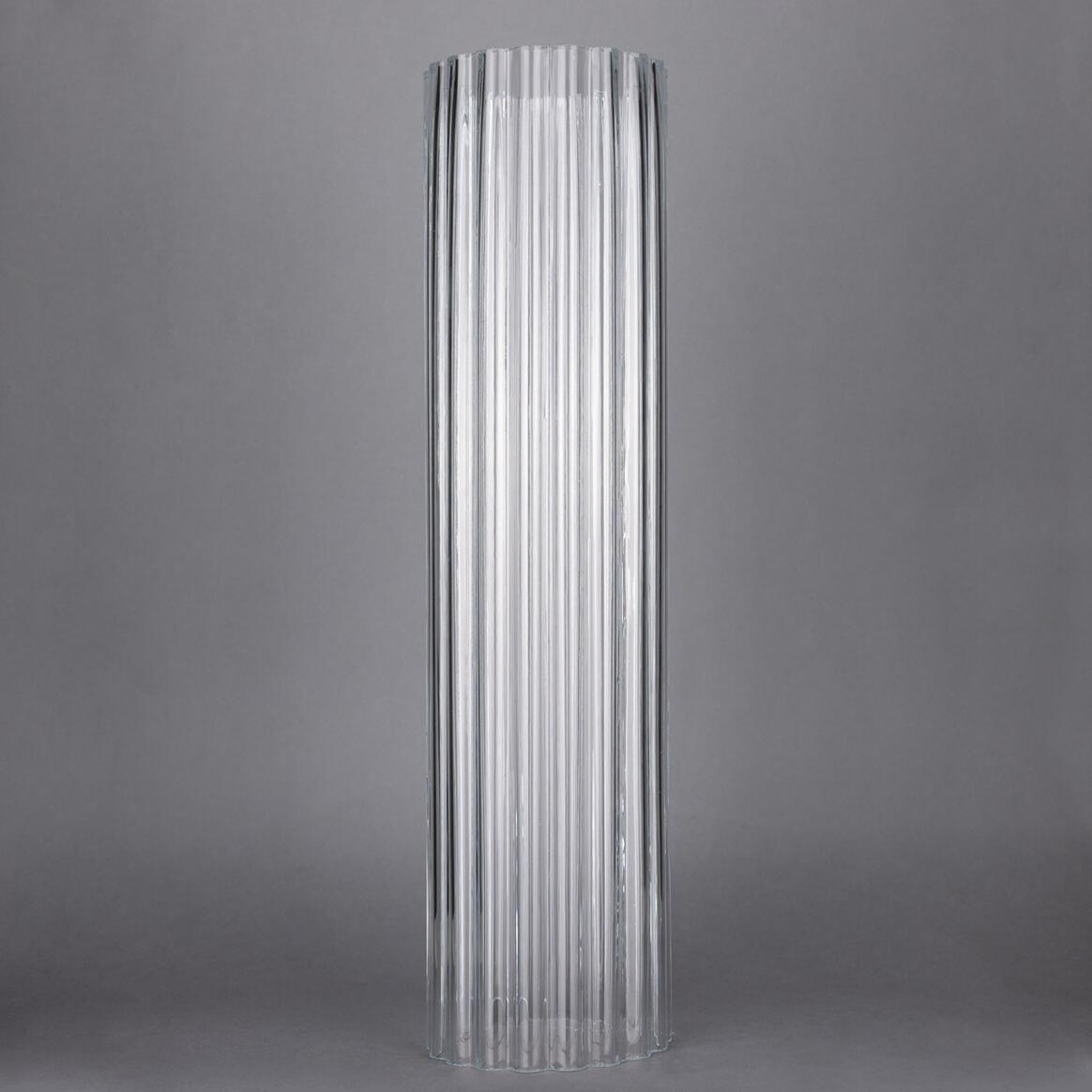 Tall Reeded Tube Glass Lamp Shade 3.75" main product image