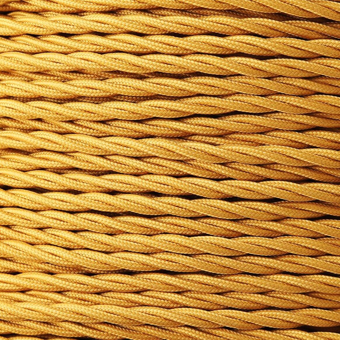 Câble tressé en tissu doré, 3 fils torsadés main product image