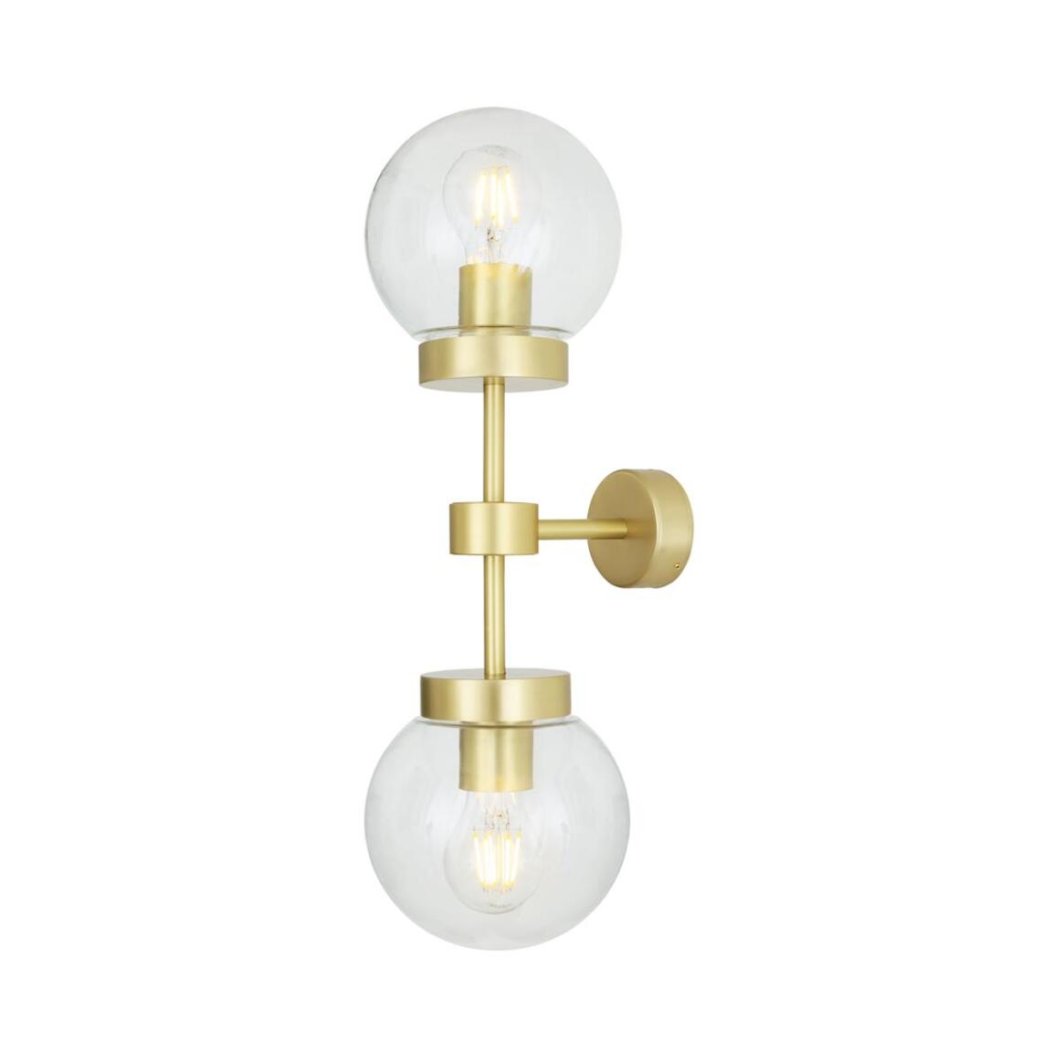 Grange Modern Double Globe Wall Sconce with Clear & Opal Glass 20.9" IP20 main product image