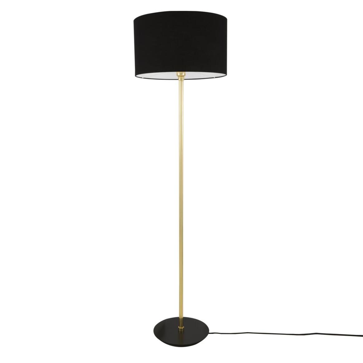 Inch Brass Floor Lamp with Black Drum Fabric Shade 58.25" IP20 main product image
