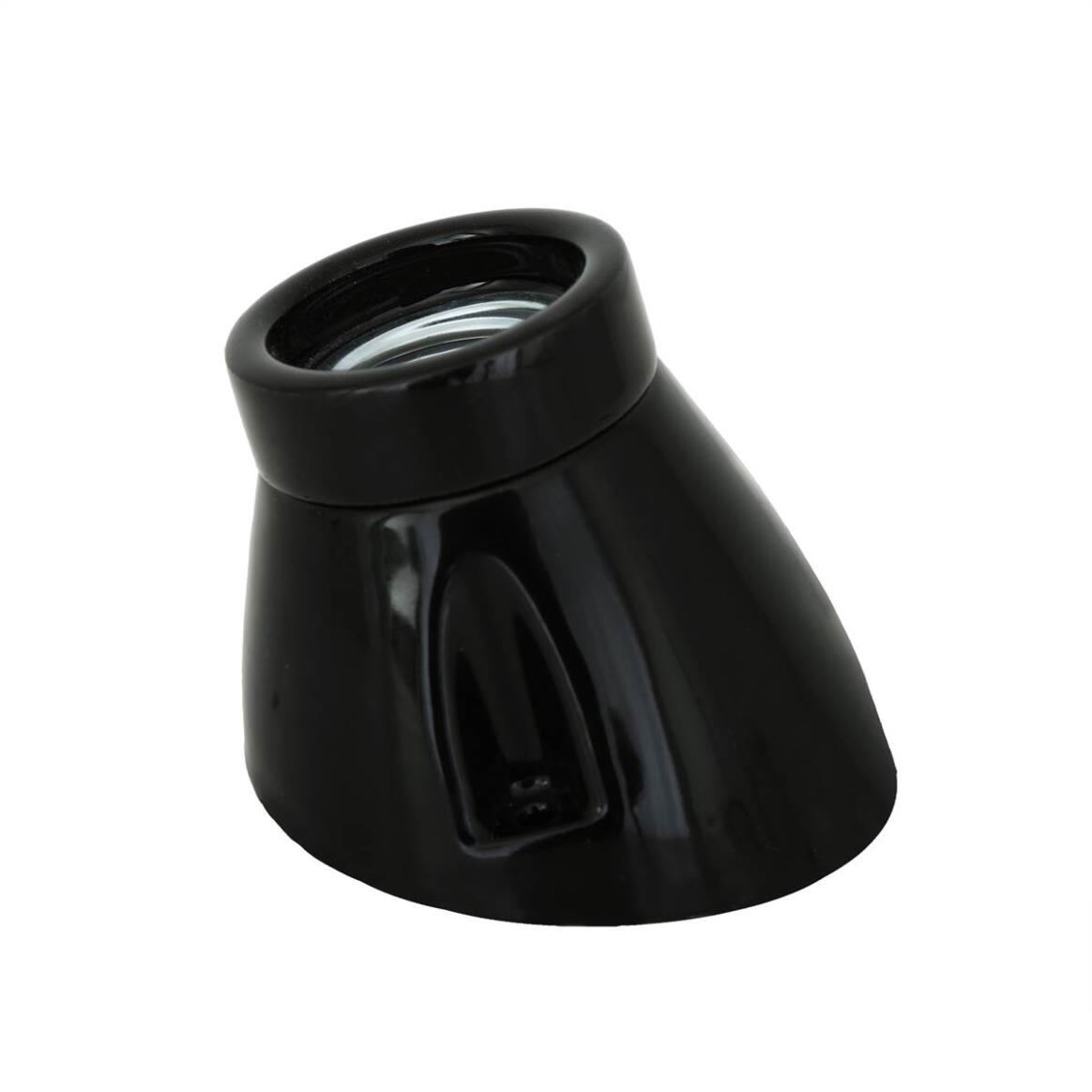 E27 Inclined Batten Porcelain Lamp Holder, Black / White main product image
