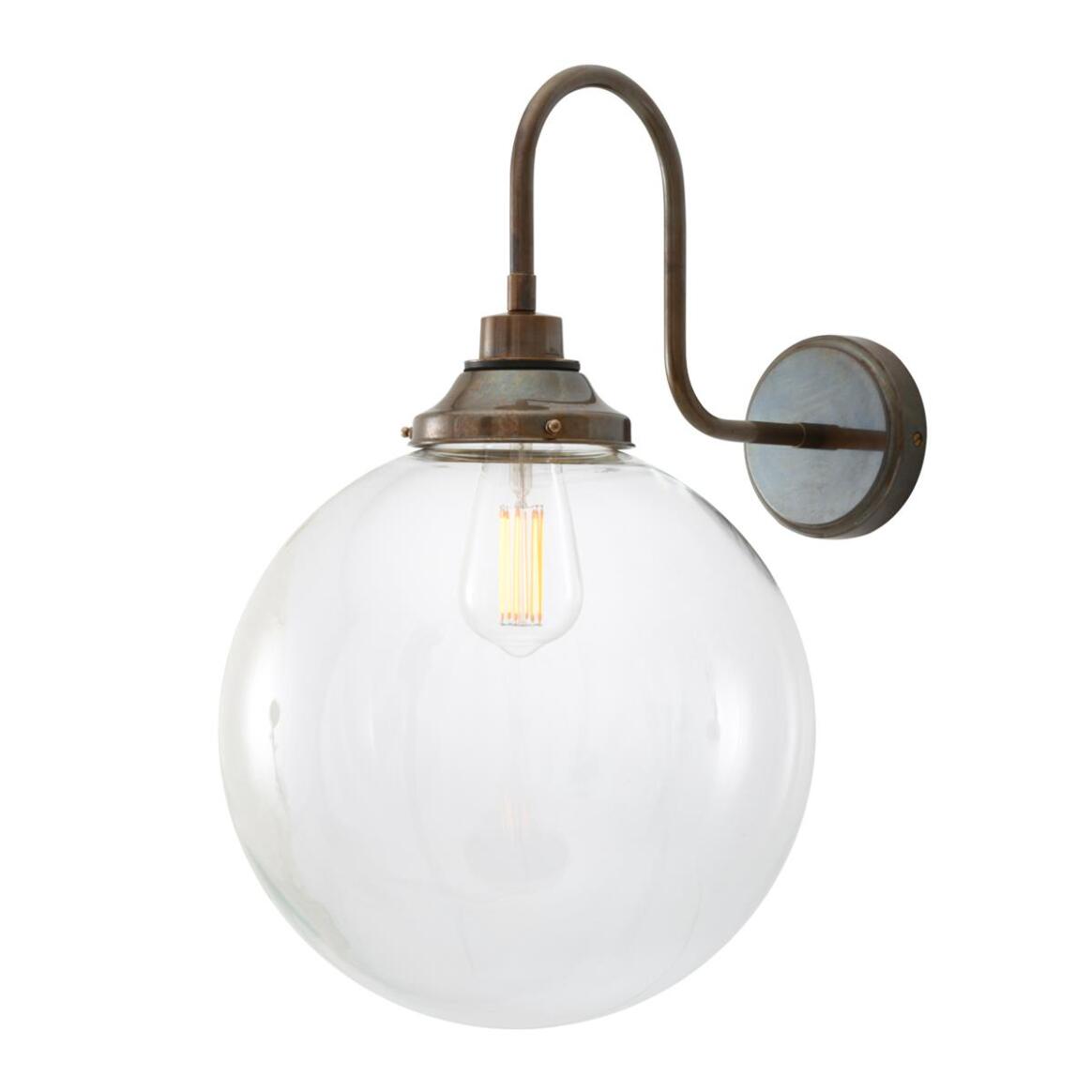 Laguna Clear Globe Swan Neck Wall Sconce 11.75" IP44 main product image