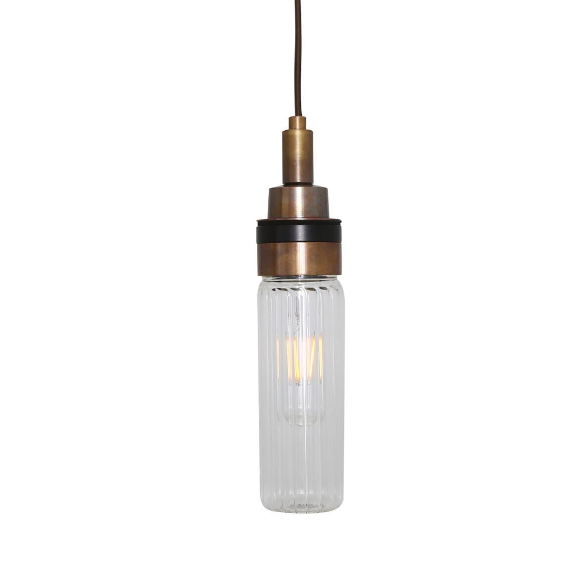 Delta Tube Glass and Brass Bathroom Pendant 27cm IP65 main product image