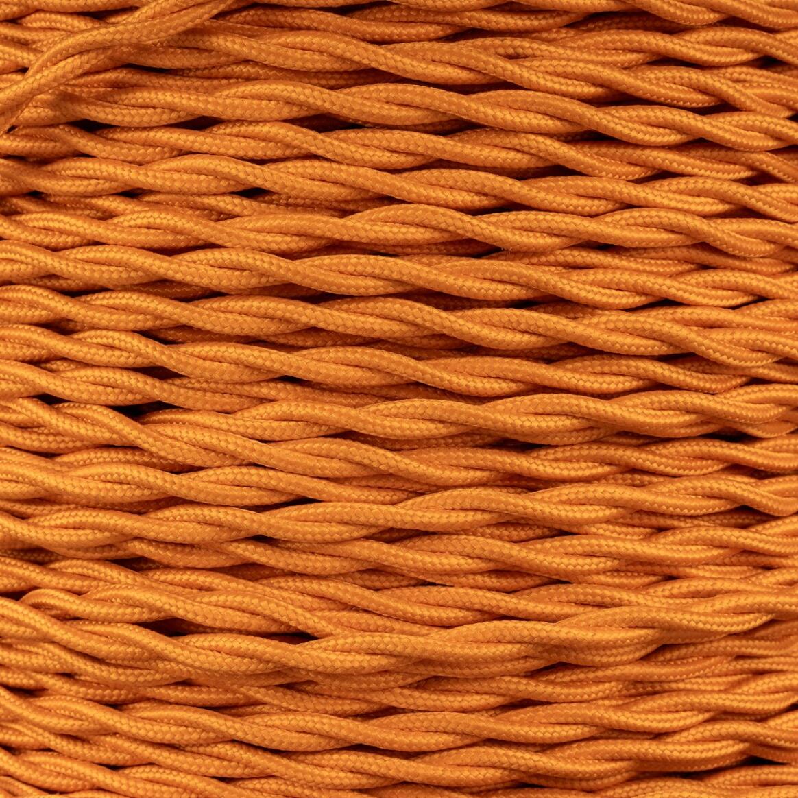 Câble tressé en tissu orange, torsadé à 2 conducteurs main product image