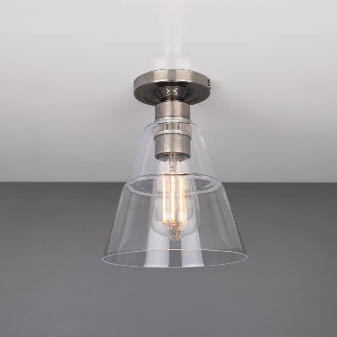 Rigale Flush Ceiling Light with Stepped Glass Lamp Shade 9" IP20  main product image