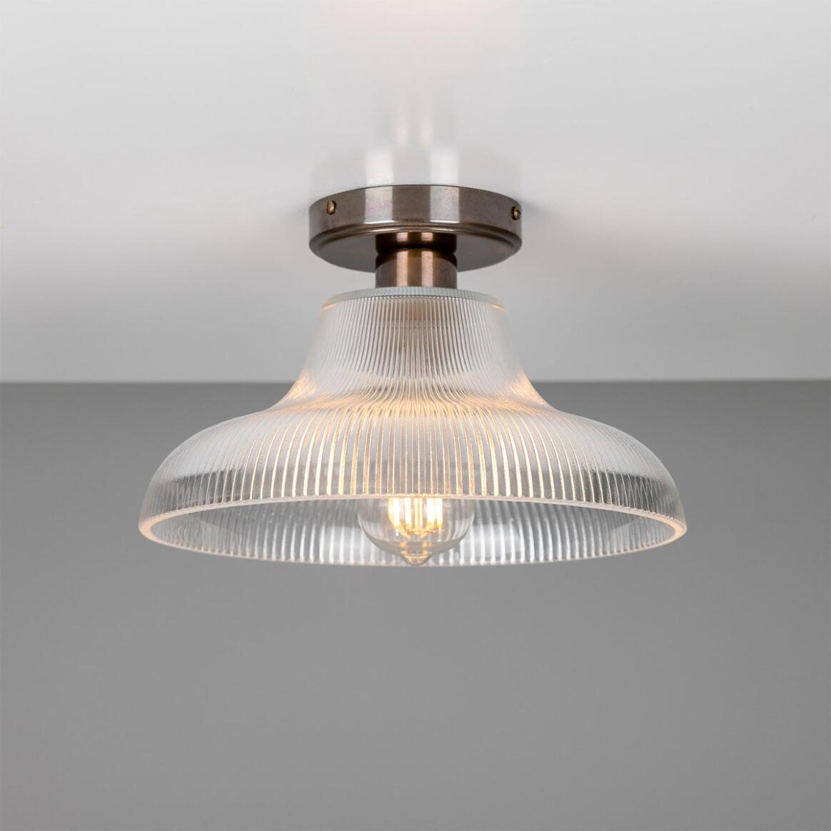 Mono Vintage Prismatic Glass Flush Ceiling Light 11.75" IP20 main product image