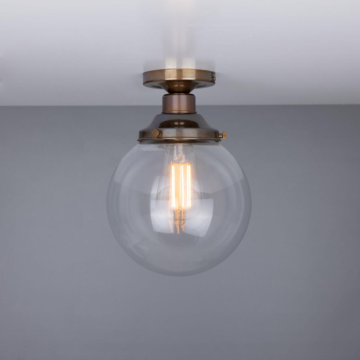 Riad Clear Glass Globe Flush Ceiling Light 20cm IP20  main product image