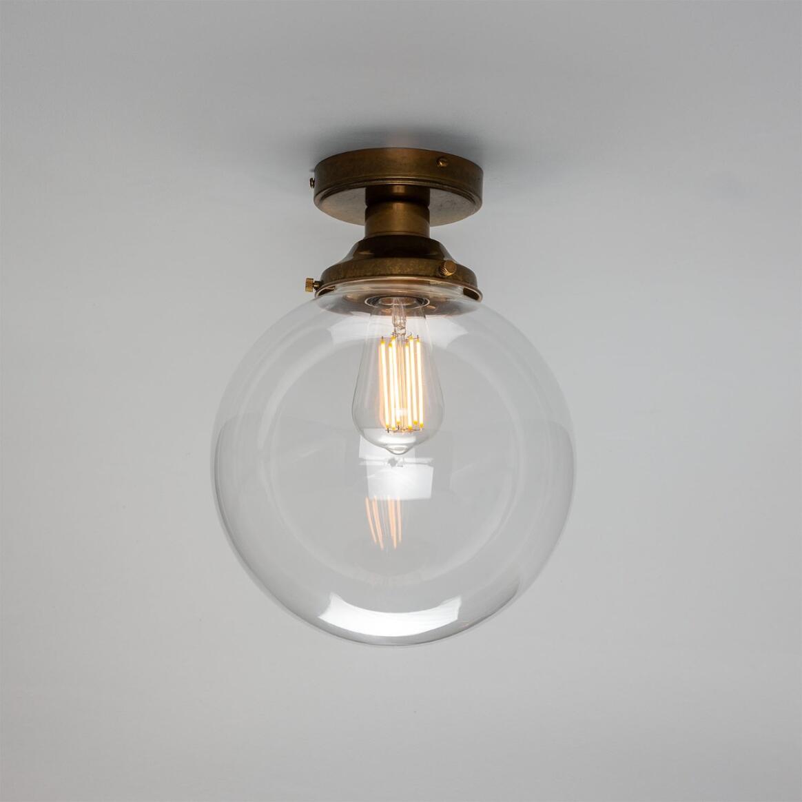 Riad Clear Glass Globe Flush Ceiling Light 9.75" IP20 main product image