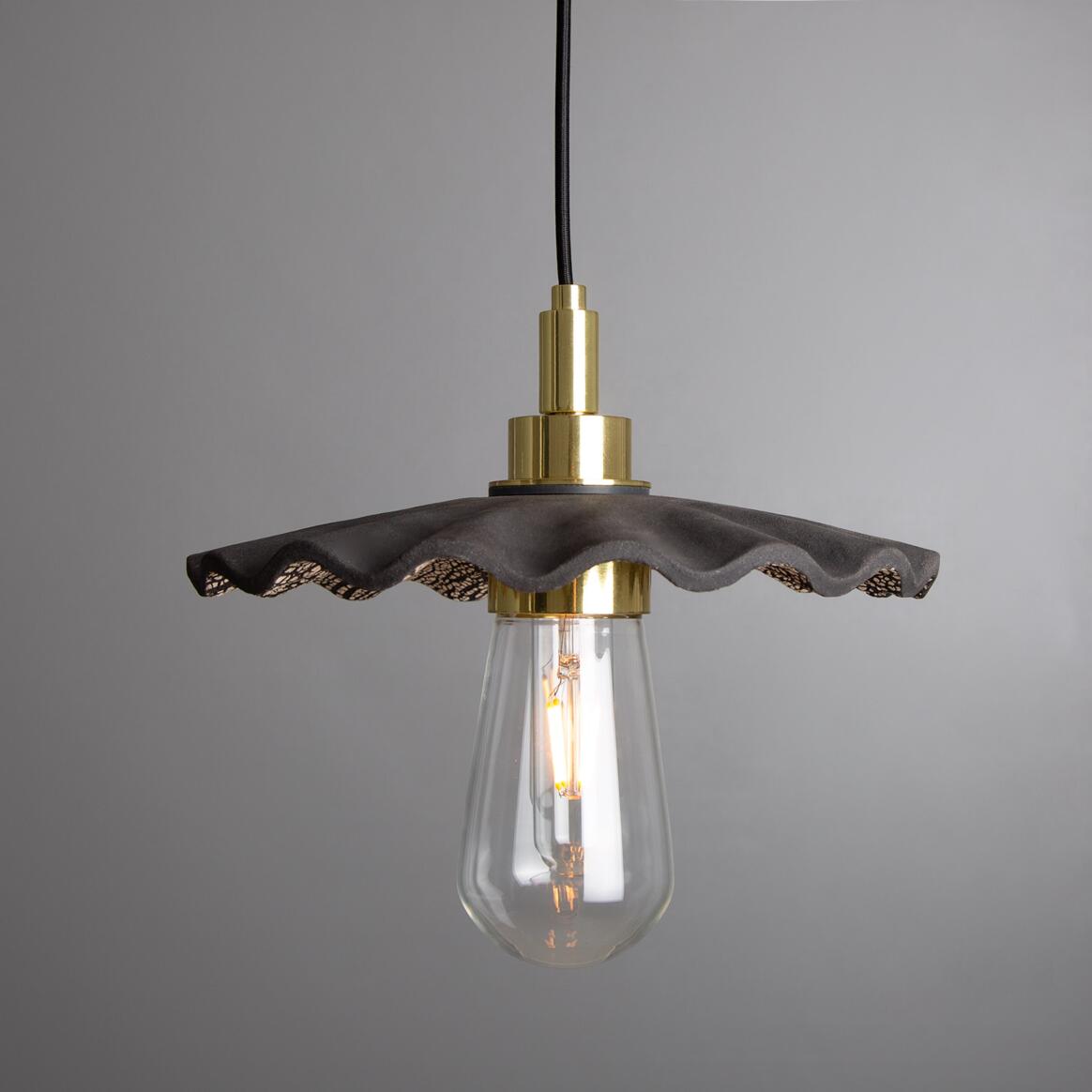 Kirhii Ceramic Bathroom Pendant Light 10.75", Black Clay IP44 main product image