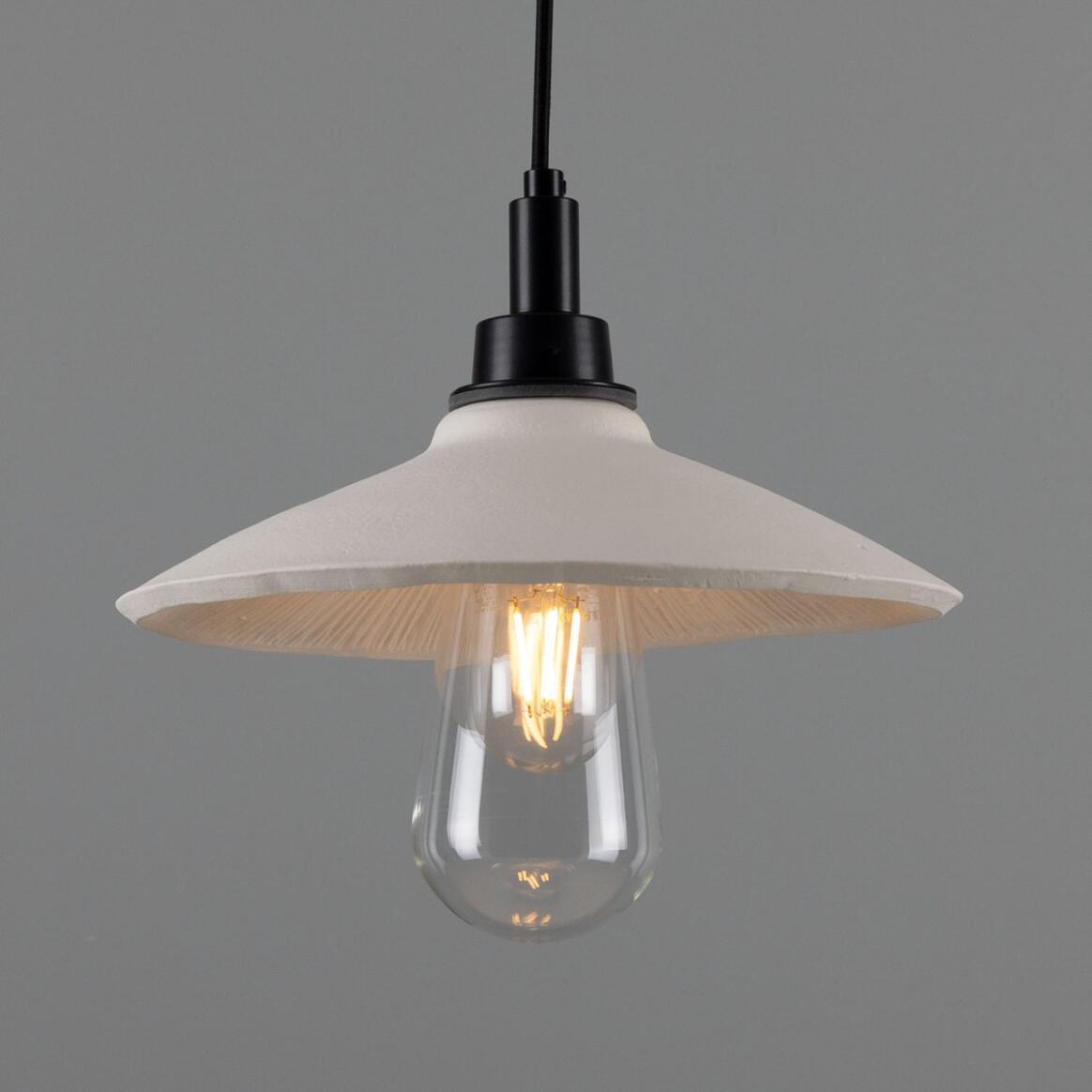 Pyrus Organic Ceramic Bathroom Pendant Light, Matte White Striped, 10.75" IP44 main product image