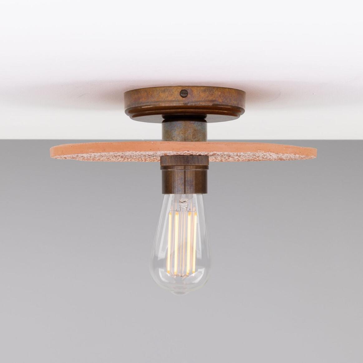 Bog Oak Organic Ceramic Disc Ceiling Light, Red Iron 28cm IP20 main product image