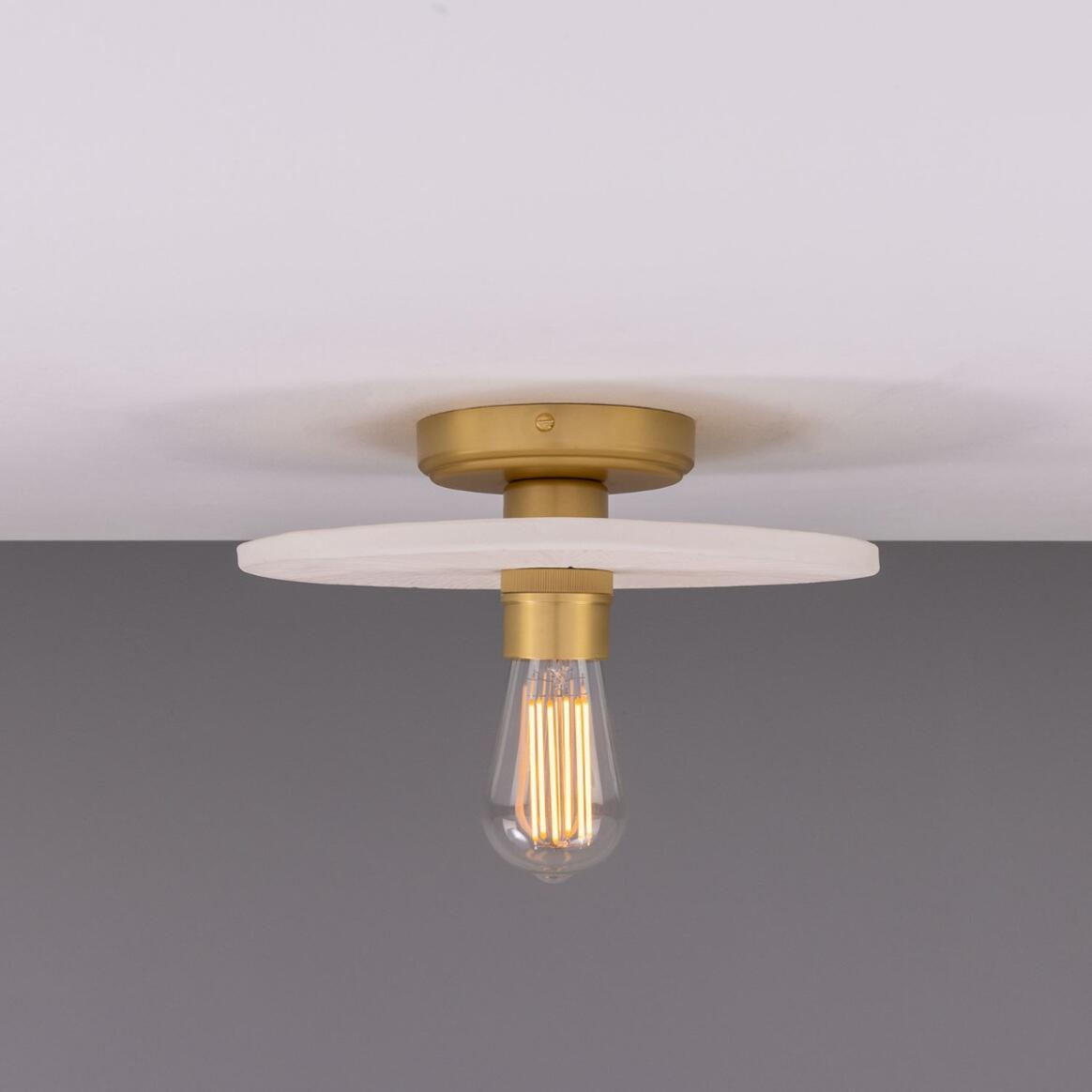 Bog Oak Organic Ceramic Disc Ceiling Light, Matte White Striped 11" IP20 main product image