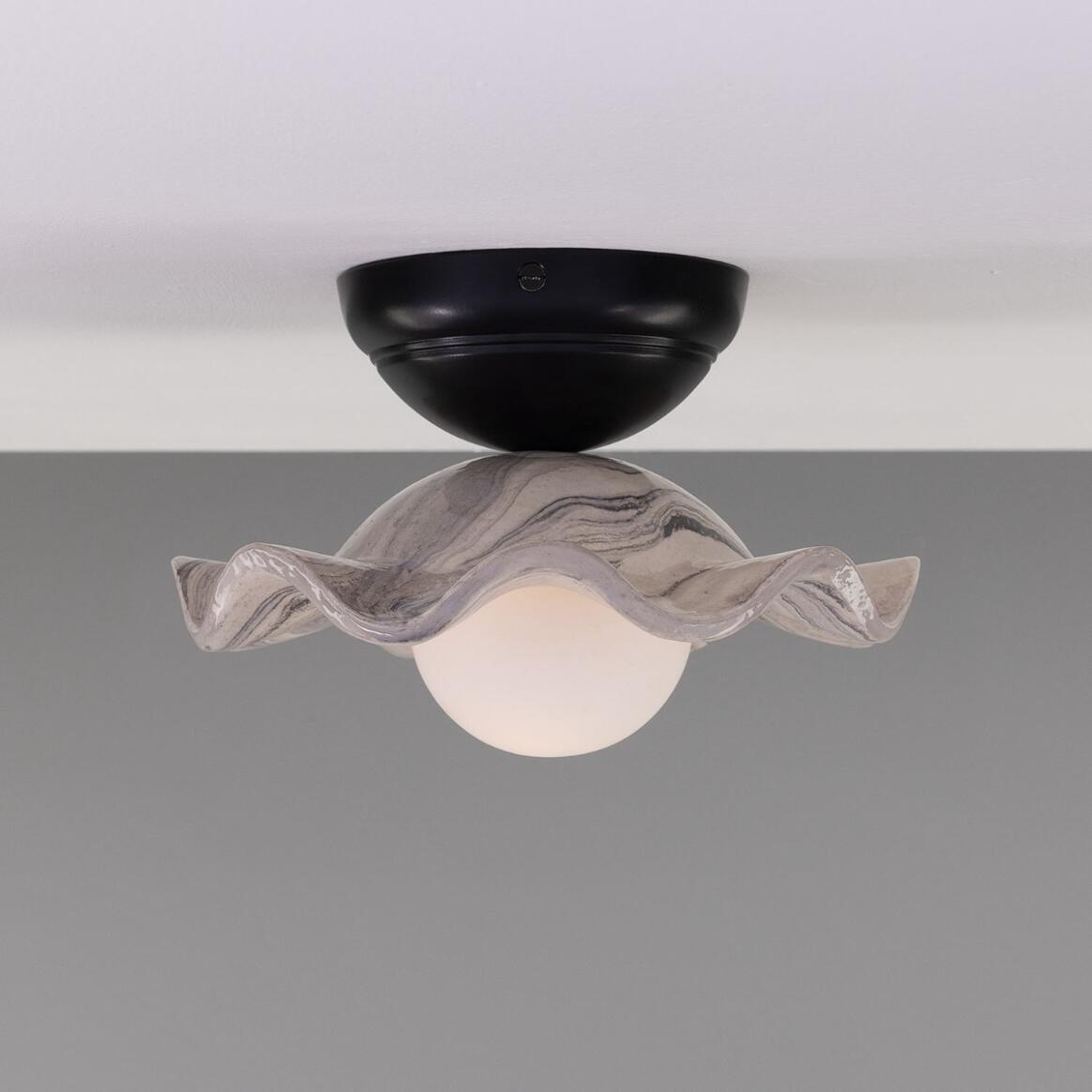 Rivale Ceiling Light with Wavy Marbled Ceramic Shade 8.25" IP20 main product image