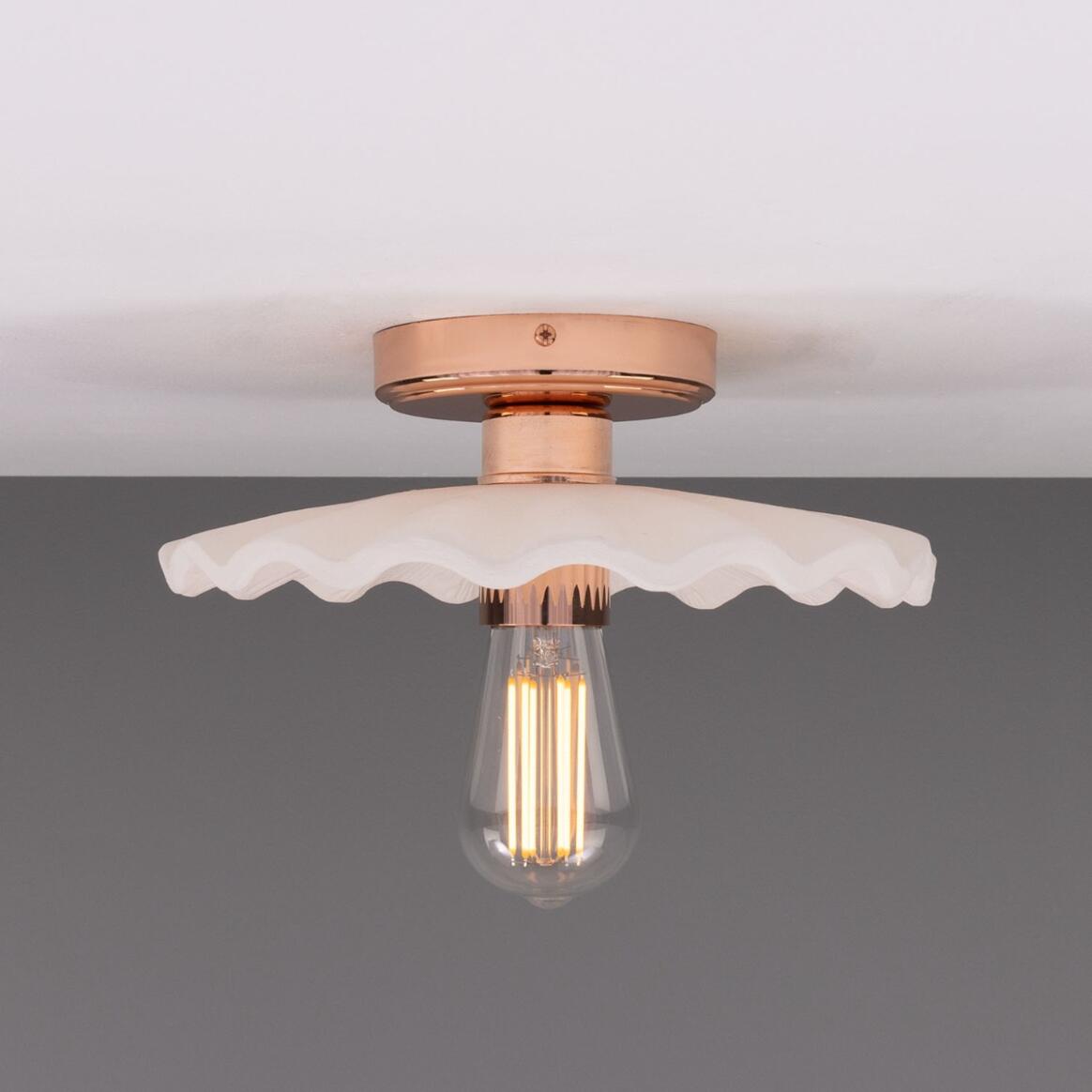Kapok Organic Ceramic Ceiling Light, Matte White Striped 10.75" IP20 main product image