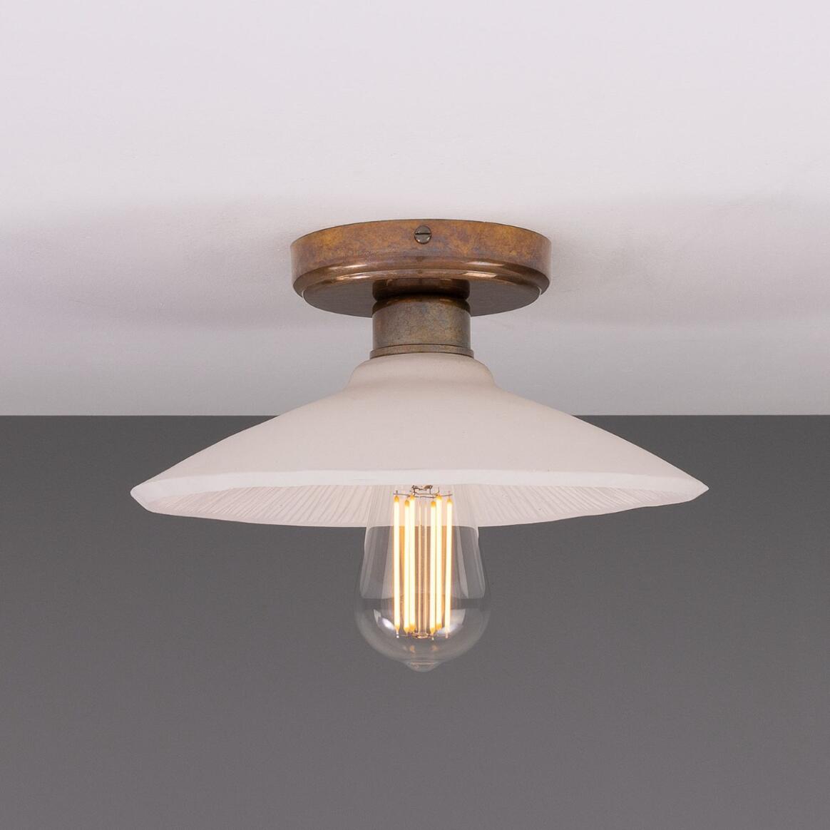 Pyrus Organic Ceramic Ceiling Light, Matte White Striped 28cm IP20 main product image