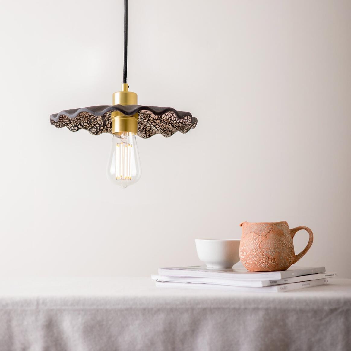 Kapok Organic Ceramic Pendant Light Black Clay 27cm IP20 main product image
