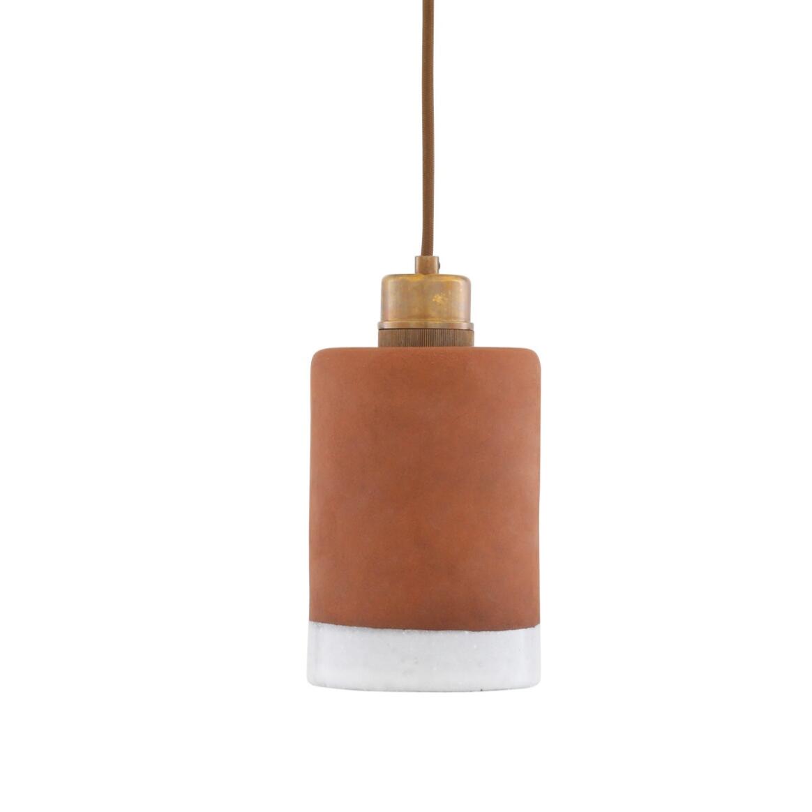Rhus Ceramic Terracotta Pendant with White Glazed Rim 8.75" IP20 main product image