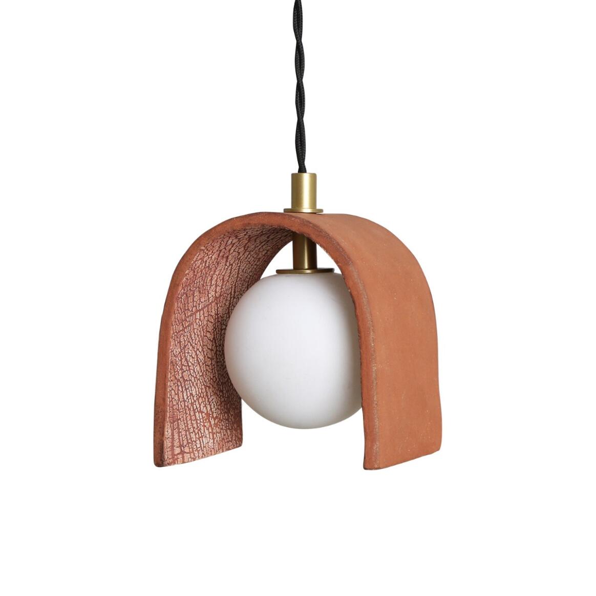 Tansy Minimalist Organic Ceramic Pendant Light Red Iron 5.5" IP20 main product image