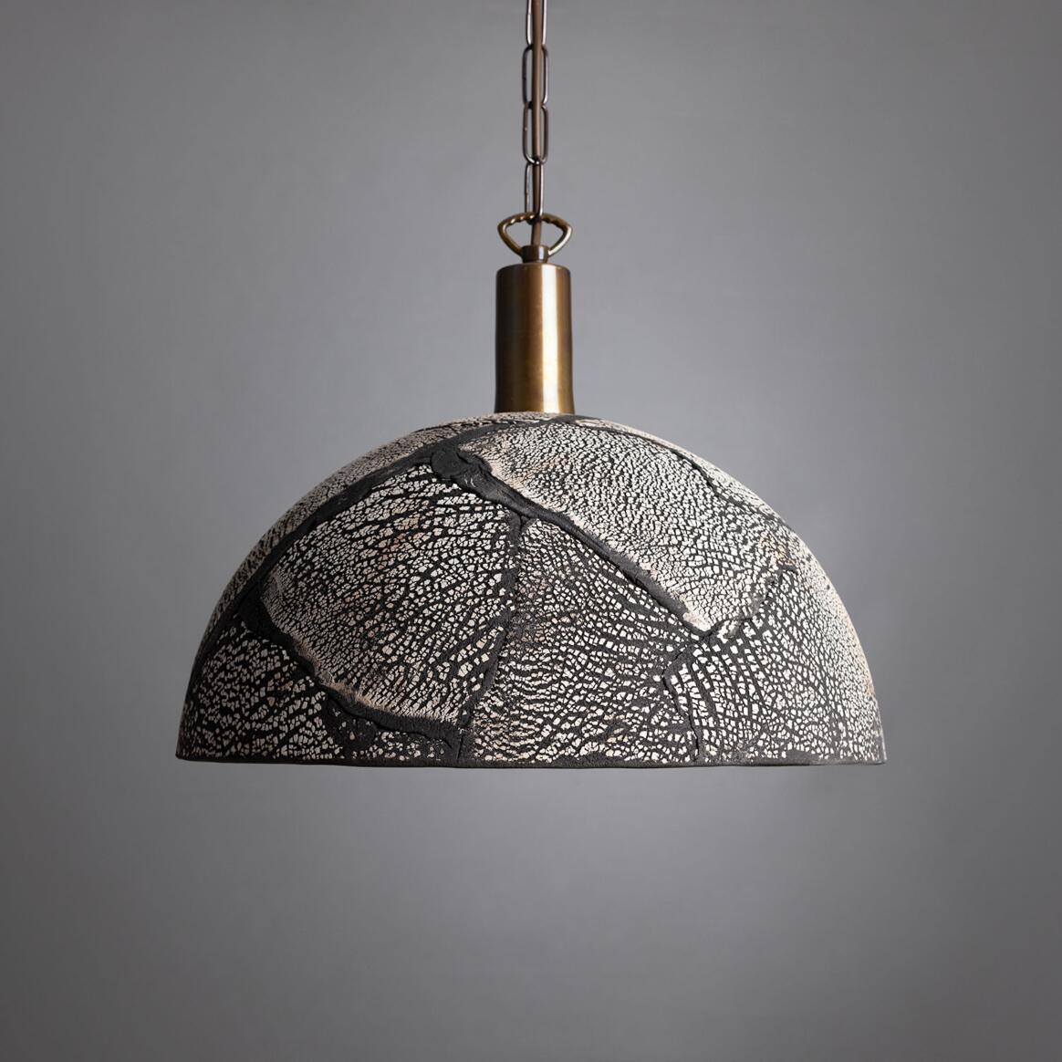 Kauri Organic Ceramic Dome Pendant Light, Black Clay 37cm IP20 main product image