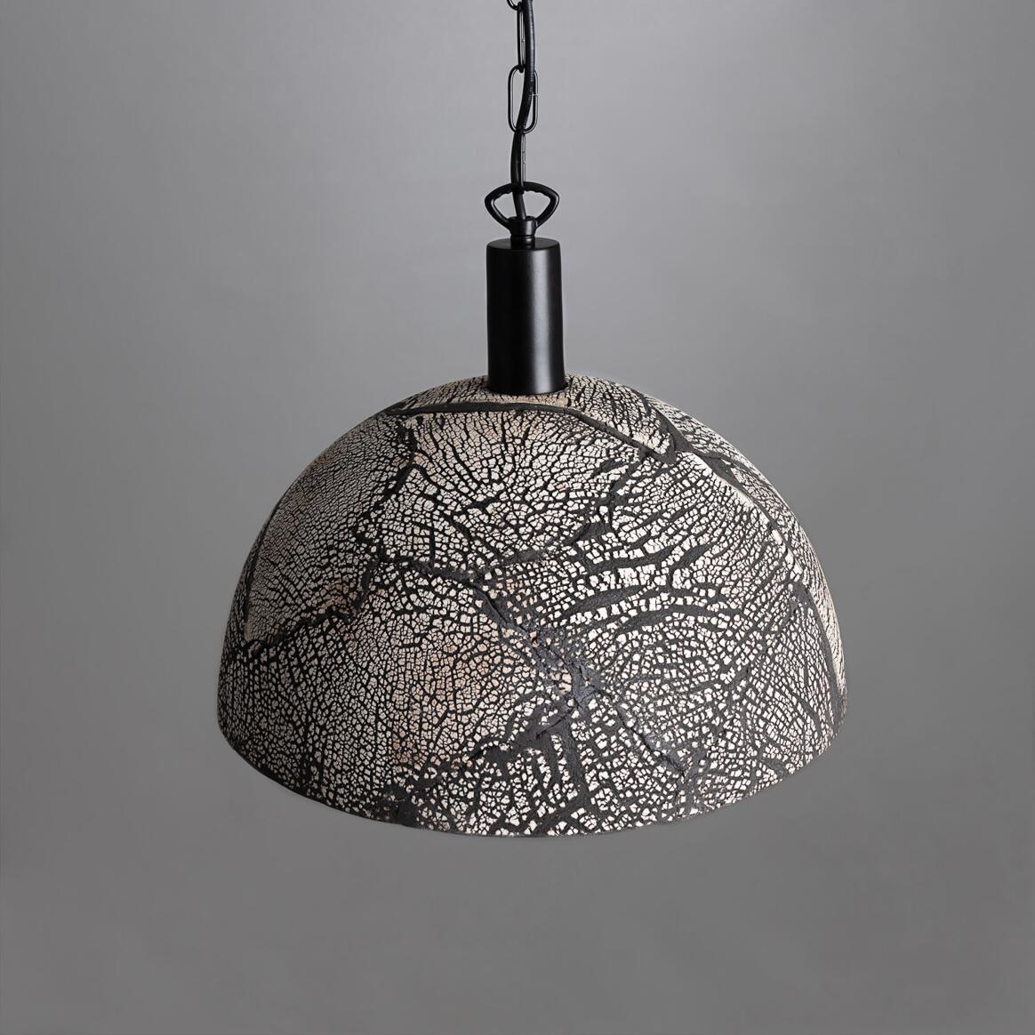 Kauri Organic Ceramic Dome Pendant Light, Black Clay 14.50