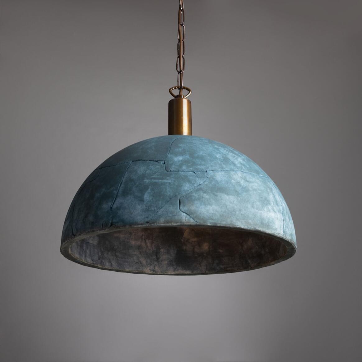 Kauri Organic Ceramic Dome Pendant Light, Blue Earth 14.5