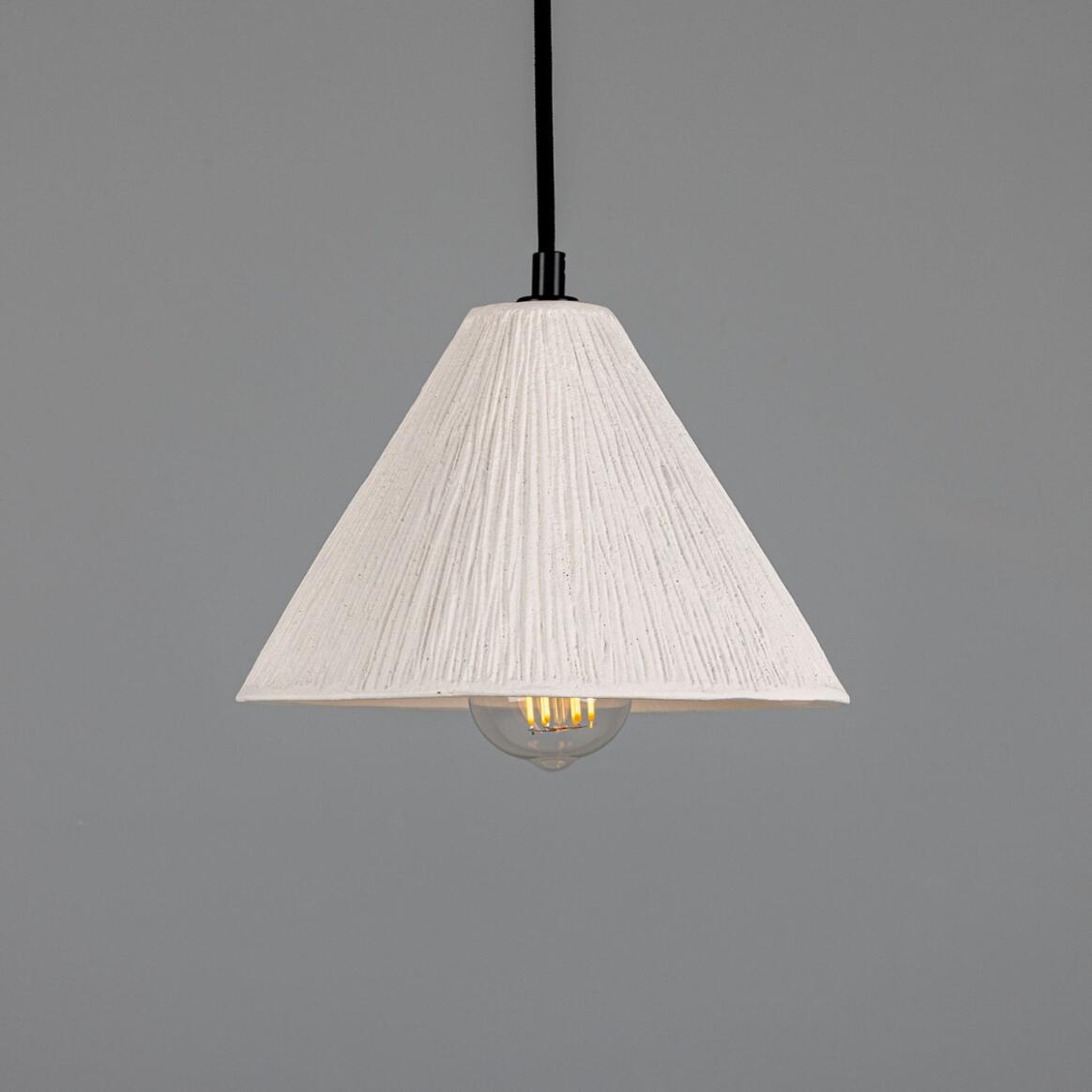 Tilia Organic Ceramic Cone Pendant Light, Matte White Striped 9.5" IP20 main product image