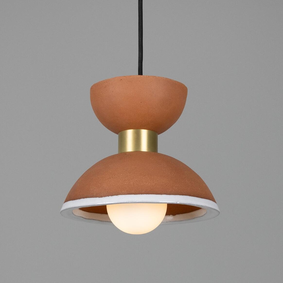 Nakaii Organic Ceramic Pendant Light, Terracotta and White 7.75" IP20 main product image