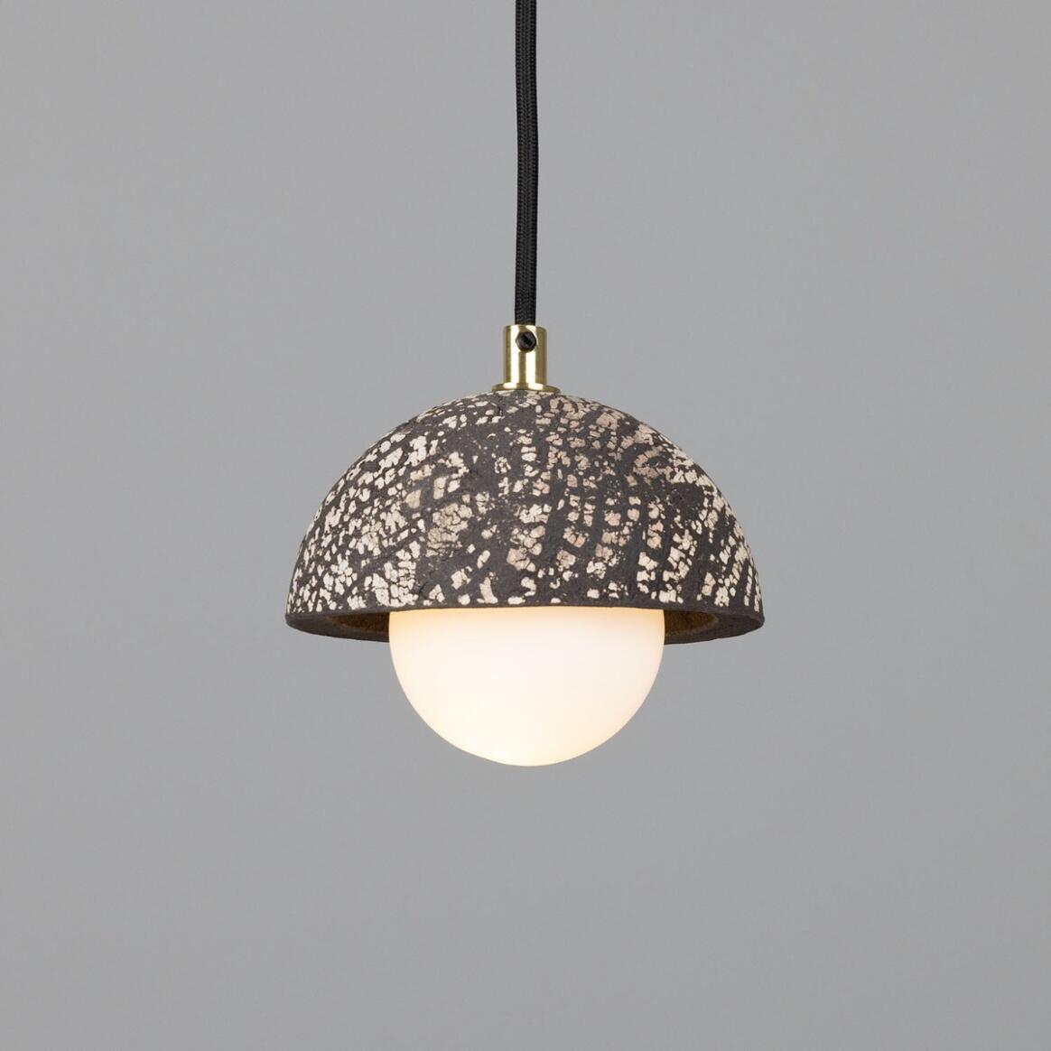 Ferox Small Ceramic Dome Pendant Light, Black Clay 5.5" IP20 main product image