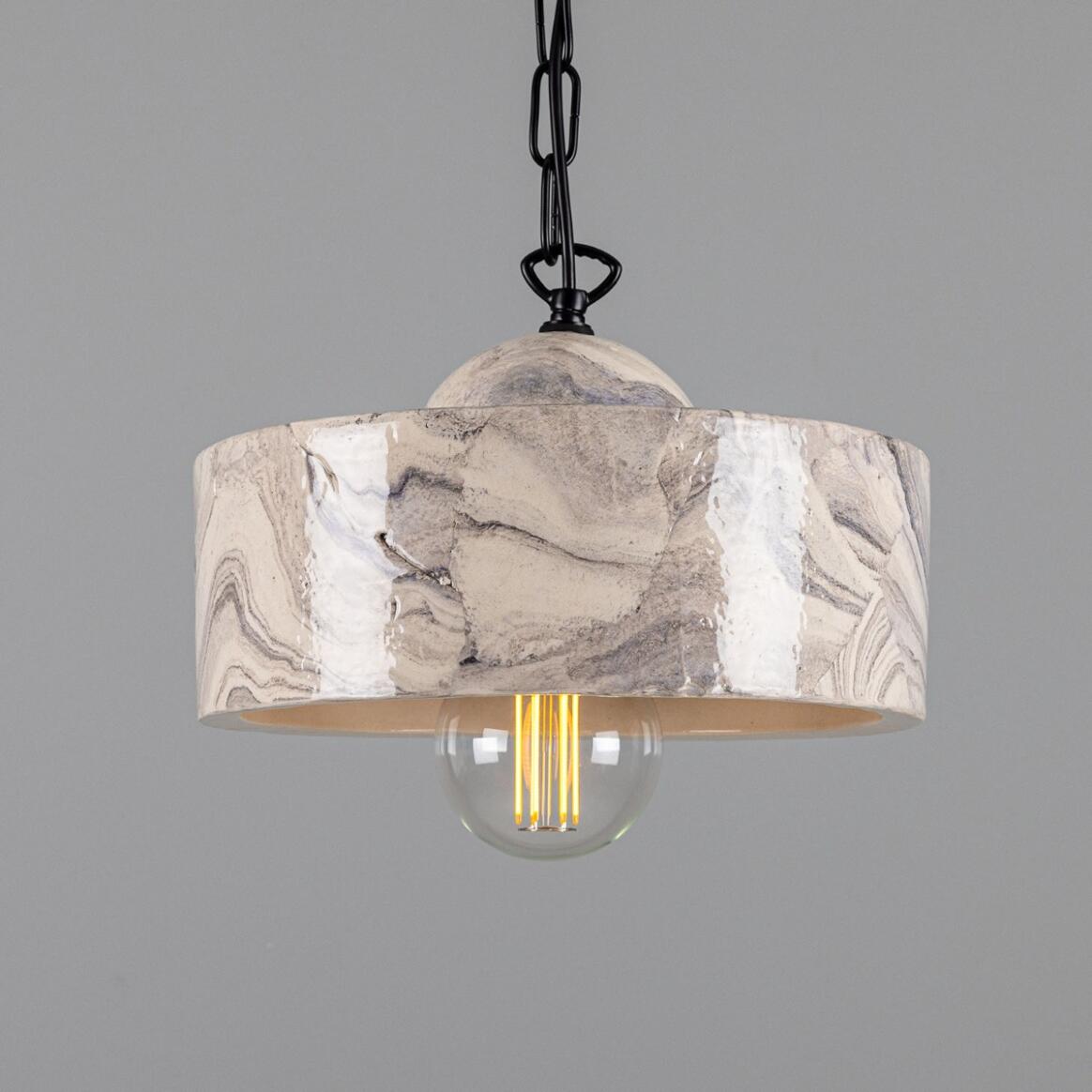 Seville Marbled Ceramic Mid-Century Modern Pendant Light 28cm IP20 main product image