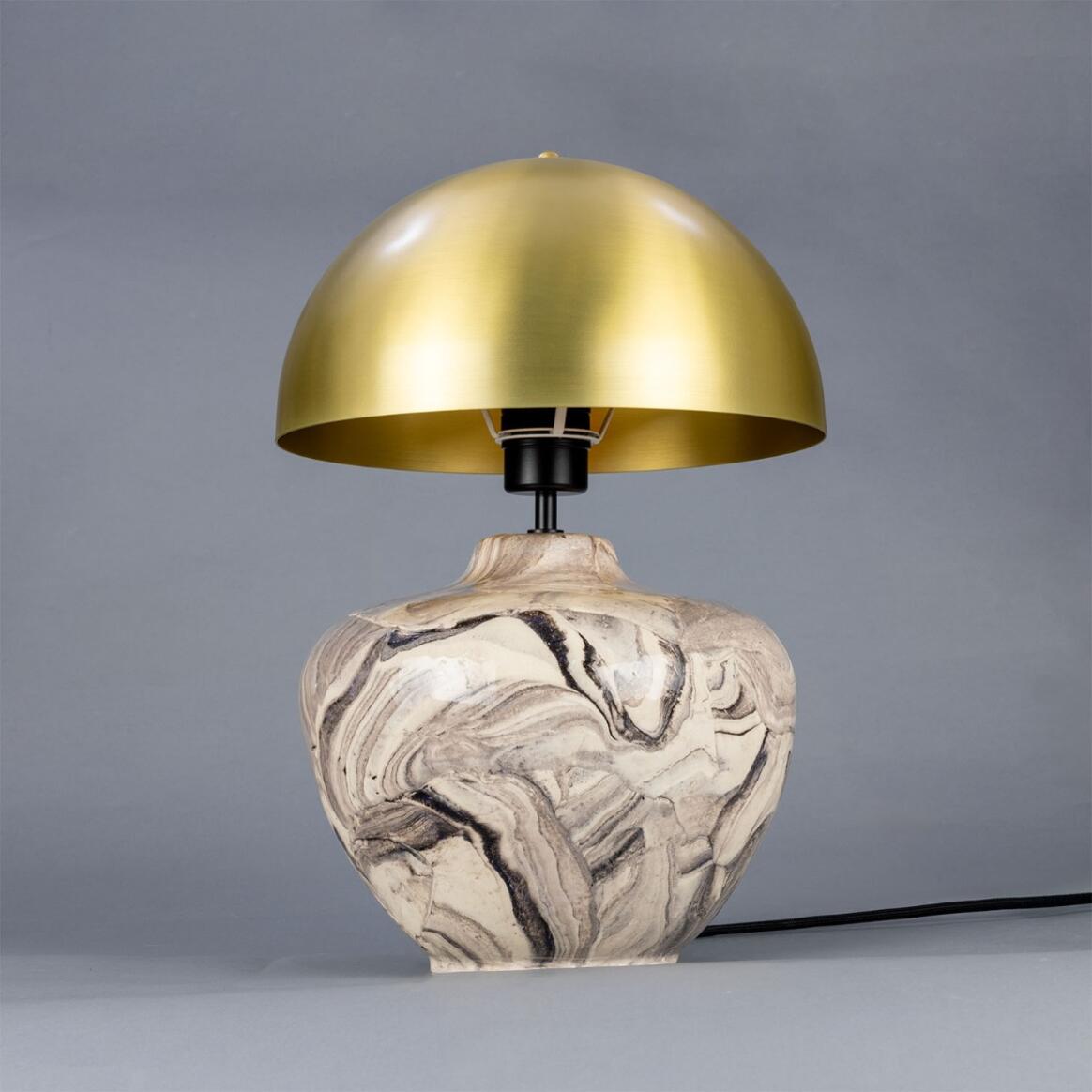 Lawson Ceramic Marbled Table Lamp with Brass Dome Shade 18.5