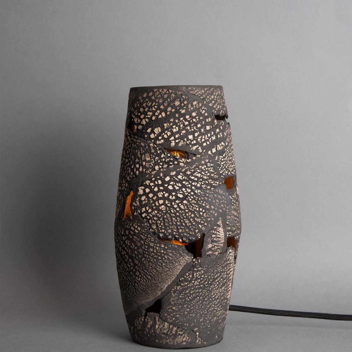 Carya Ceramic Table Lamp Rustic Luminaire, Black Clay 10.75" IP20 main product image