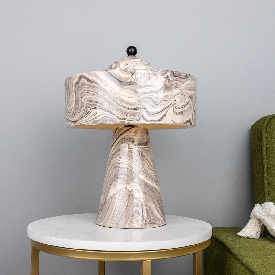 Seville Marbled Ceramic Mid-Century Modern Table Lamp, 15.75" IP20 main product image