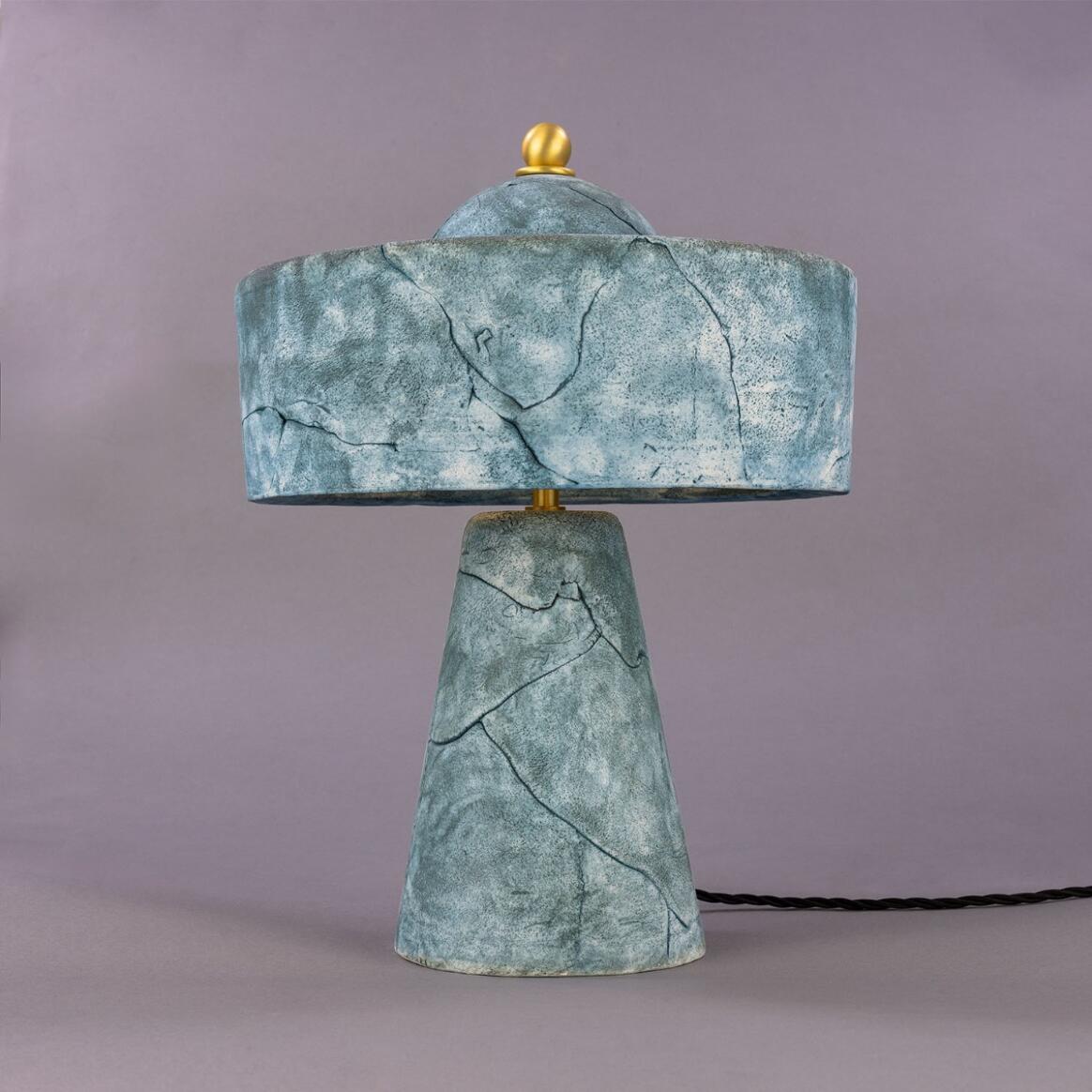 Seville Ceramic Mid-Century Modern Table Lamp, Blue Earth 15.75" IP20 main product image