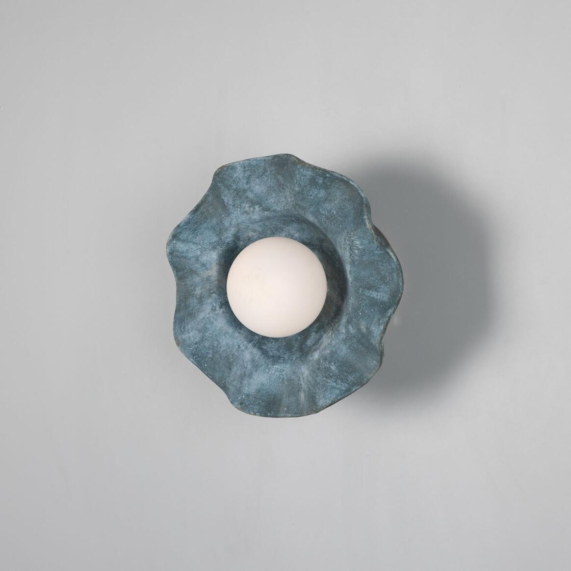 Rivale Wall Sconce with Wavy Ceramic Shade, Blue Earth 8.25" IP20 main product image