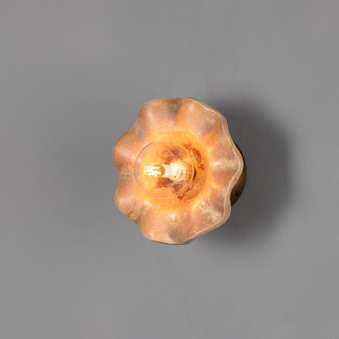 Rivale Wall Light with Wavy Ceramic Shade, Oatstone 21cm IP20 main product image