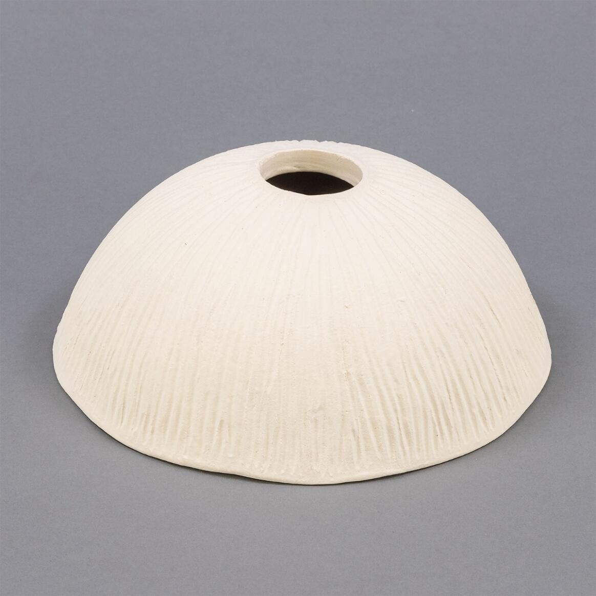Kauri Ceramic Dome Lamp Shade, Matte White Striped 20cm main product image