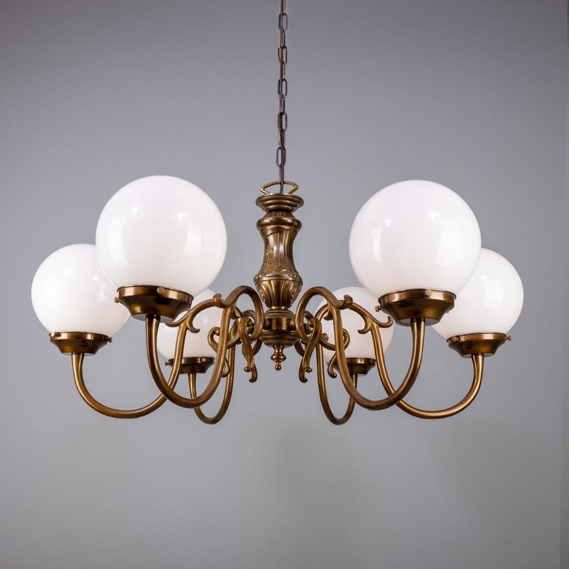 Carnew Traditional Chandelier with Opal Glass Globes, Six-Arm 37.5" IP20 main product image